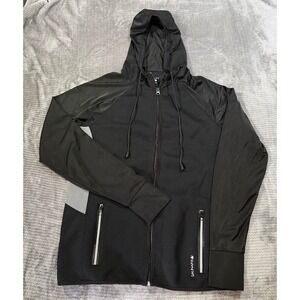 SaunaFX Mens Large Black Full Zip Sauna Jacket Hooded Workout Sweat Suit Coat